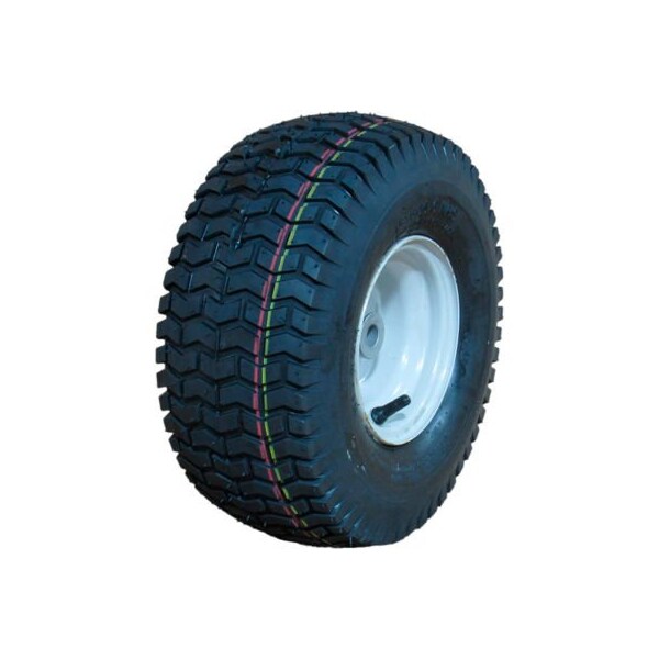 Sutong Tire Resources Hi-Run Lawn/Garden Tire Assembly 15X6.00-6 4PR SU12 GRY White Solid Wheel Zerk Metal Bushing 3/4"ID ASB1180 - main